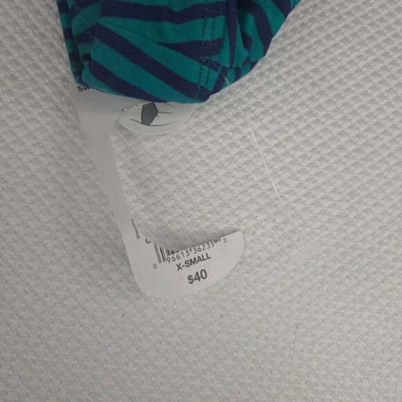 Striped Teal Navy Blue Bikini Bottom Medium Coverage XS Womens Swimwear NEW - Picture 4 of 4